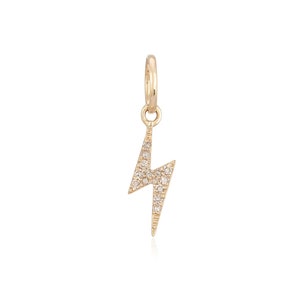 14K Mini Lightning Bolt Charm, Diamond lightning bold charm, diamond lightning bolt pendant, gift for her, diamond celestial jewelry