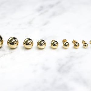 14K Gold Ball Studs, Solid Gold Ball Earrings, 2nd hole earrings, Christmas gifts for her, Dainty Ball Stud, 2nd Hole Earrings