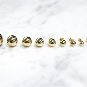 14K Gold Ball Studs, Solid Gold Ball Earrings, 2nd hole earrings, gifts for her, tragus piercing stud earring, helix - (1-B7)