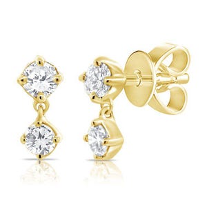 14K Mini Diamond Drop Studs