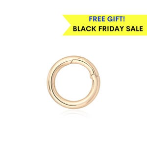 14K Round Press In Clasp, Solid Gold Spring Clasp, Solid Gold Round Clasp, 14K Charm Holder, Solid Gold Pendant Lock, Enhancer Charm Lock