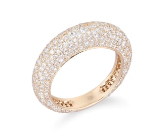 14K Diamond All Pave Dome Ring