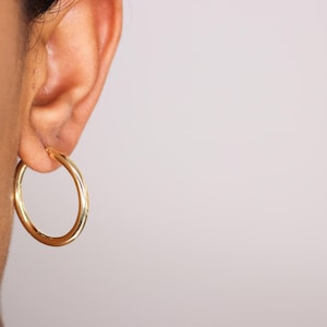 14K Gold Hoop Earrings, Solid Gold Hoop Earrings, black friday sale, Everyday gold earrings, light weight hoop earrings, christmas gift her