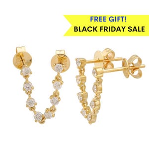 14K Diamond Chain Stud Earrings