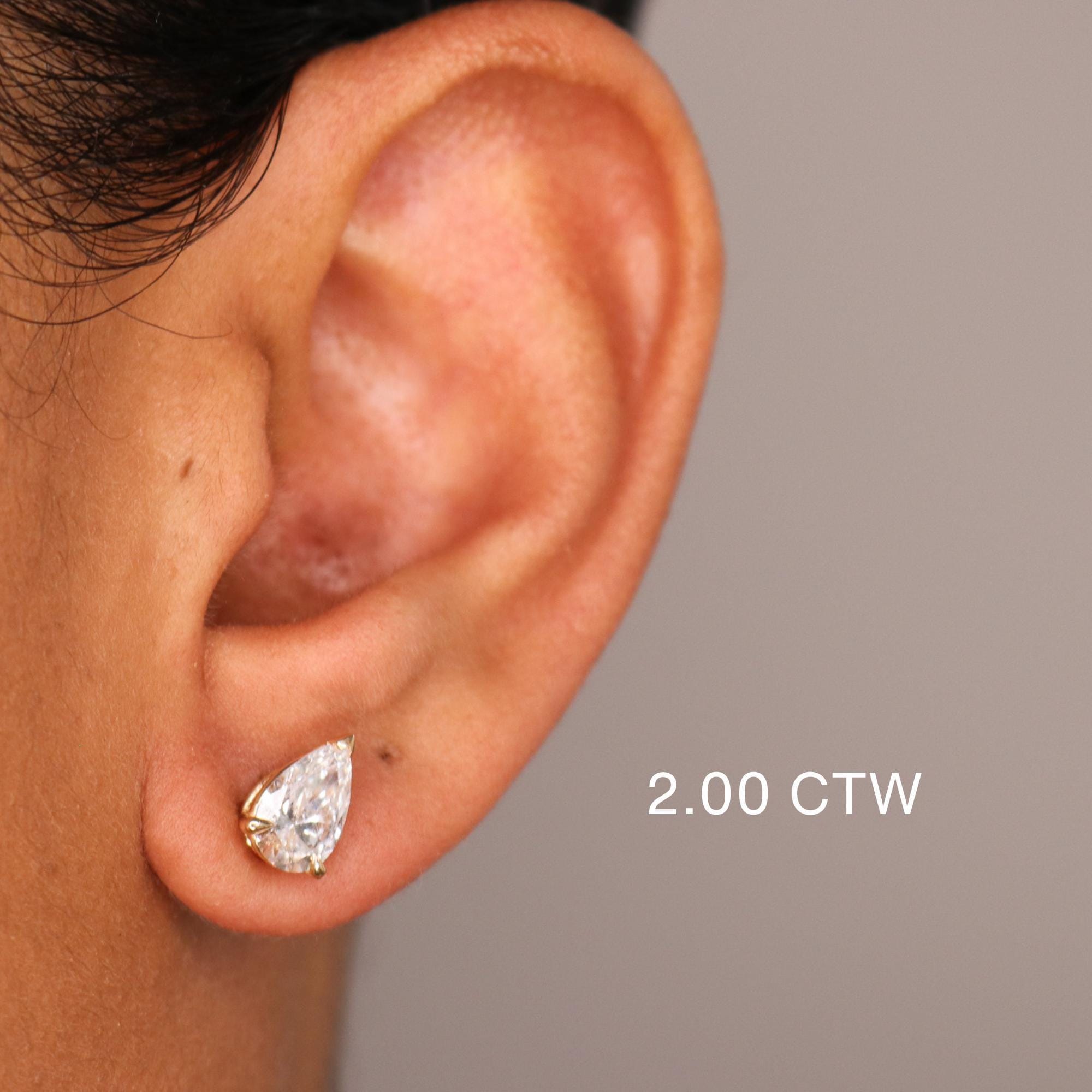 Pear Diamond Stud Earrings, IGI Certified Diamond Studs,ships