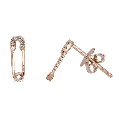 14K Gold Safety Pin Earring 3/4''inch Diamond Safety Etsy