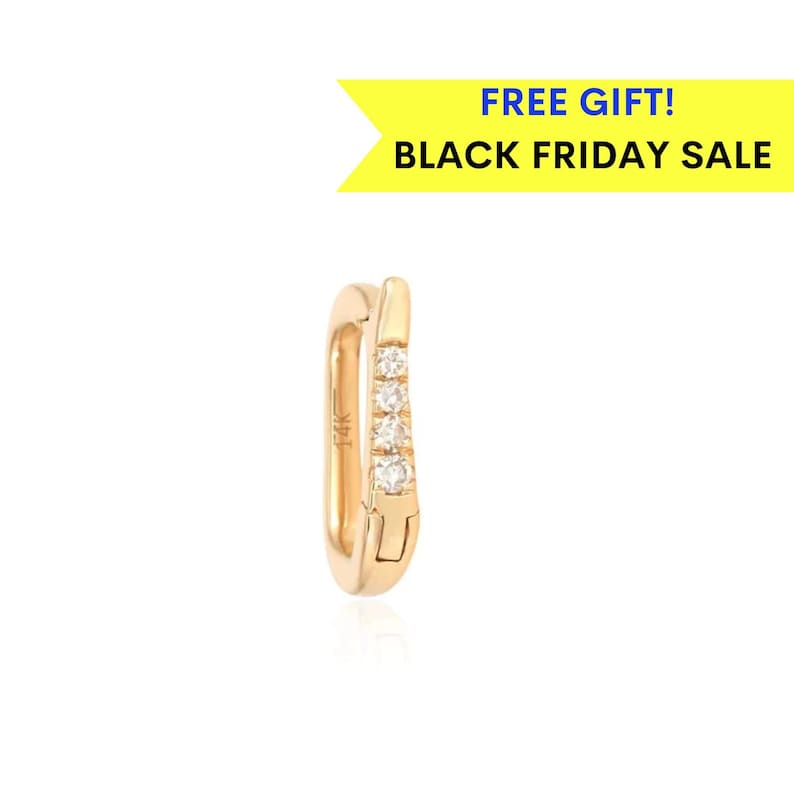 14K Small Diamond Lock, 14k Gold Charm Lock, Gold Charm Holder, Small diamond charm holder, 14k gold diamond lock, black friday sale image 1