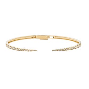14k Diamond Claw Bangle, Gold Diamond Claw Bangle, 14k Everyday Bracelet For Women, Jewelry Gift For Her, Diamond Claw Bangle, Gift For Her