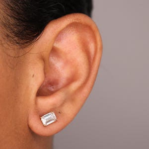 14K Emerald Cut Lab Diamond Stud Earrings, IGI Certified Diamond Studs 14K Lab Grown diamond studs, everyday diamond earrings, gift for her image 8