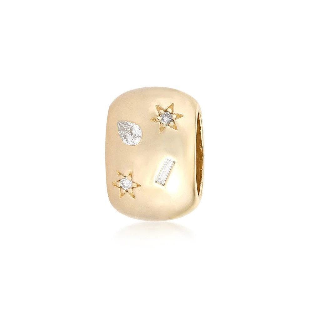 Bead Enhancer 14K Large Diamond Bead Spacer, Diamond Connector Bead Spacer, Diamond ...