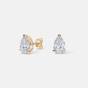 Pendientes de diamantes en forma de pera, pendientes de diamantes con certificación IGI, ¡ENVÍO INMEDIATO! Pendientes de diamantes cultivados en laboratorio de 14 quilates, regalo de Navidad para esposa, regalo para ella. imagen 3