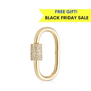 14k Gold Diamond Carabiner Lock Charm, Solid Gold Diamond Enhancer Charm Pendant Lock, 14k Gold Charm Lock, Charm Holder, black friday sale