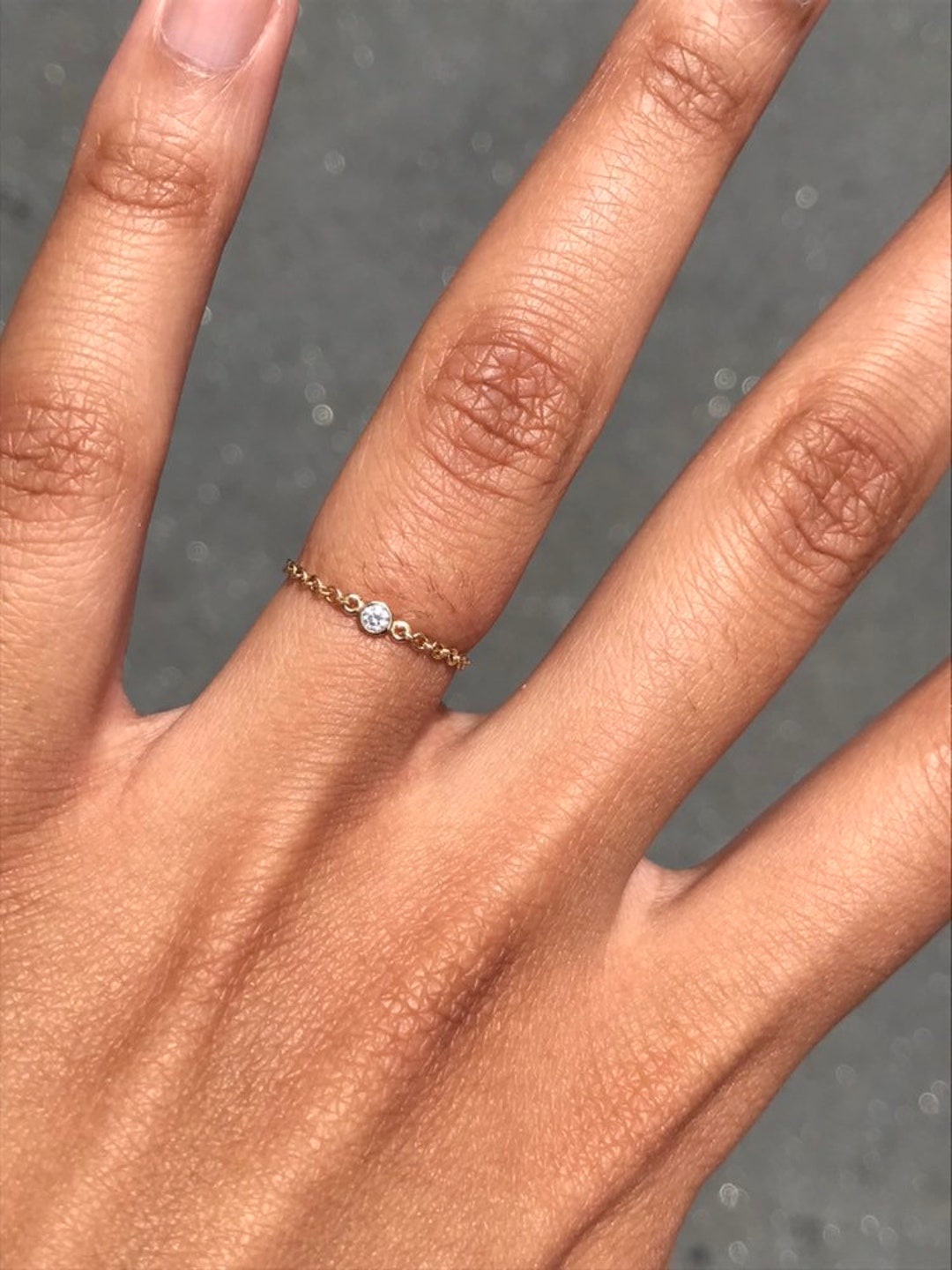 Diamond Chain Ring Solitaire Bezel Diamond Ring Black Friday Etsy