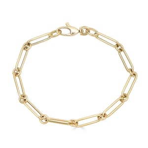 14k Gold Box Chain Bracelet, Thick Chain Bracelet, Layering Bracelet, Gold Chain Bracelet, black friday sale, Paperclip Chain Bracelet