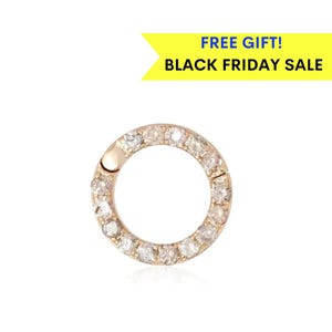 14k Gold Diamond Charm Holder, Enhancer Pendant Lock -DOUBLE SIDED
