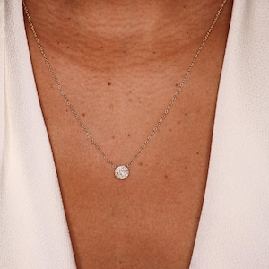 14K Yellow Gold Diamond Circle Necklace, 14k Diamond everyday pendant, 14k dainty diamond necklace, mothers day gift, gift for her,real gold