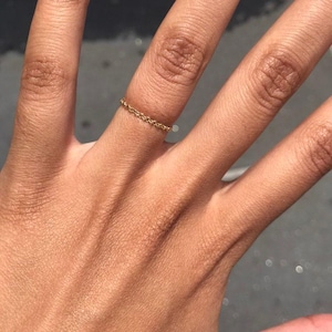 14K Gold Chain Ring, Midi Ring, Pinky Ring, Minimalist Thin Chain Ring,Stacking Rings,Dainty Stacking Ring, Delicate ring, black friday sale