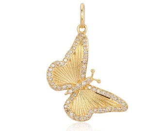 14k Gold Diamond Butterfly Necklace, 14k Gold Butterfly Necklace, Gift For her Dainty Diamond Butterfly Charm Necklace, black friday sale