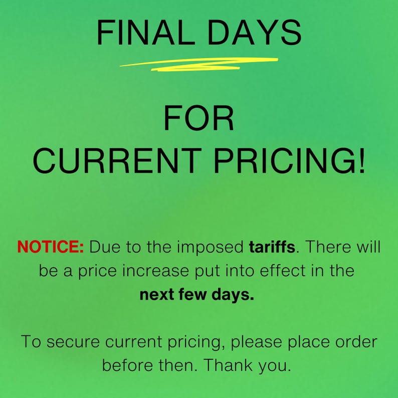 a green background with a sign that says final days for current pricing