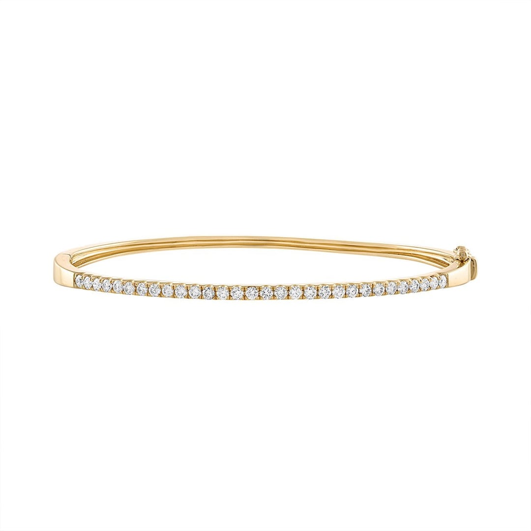 14k Diamond Bangle, Safety Lock Bangles, Gold Diamond Bangle, Layering