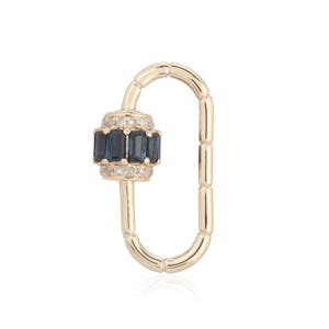 14K Sapphire Diamond Lock, Diamond Carabiner lock, Ruby carabiner lock, emerald carabiner lock, diamond charm holder, diamond charm lock