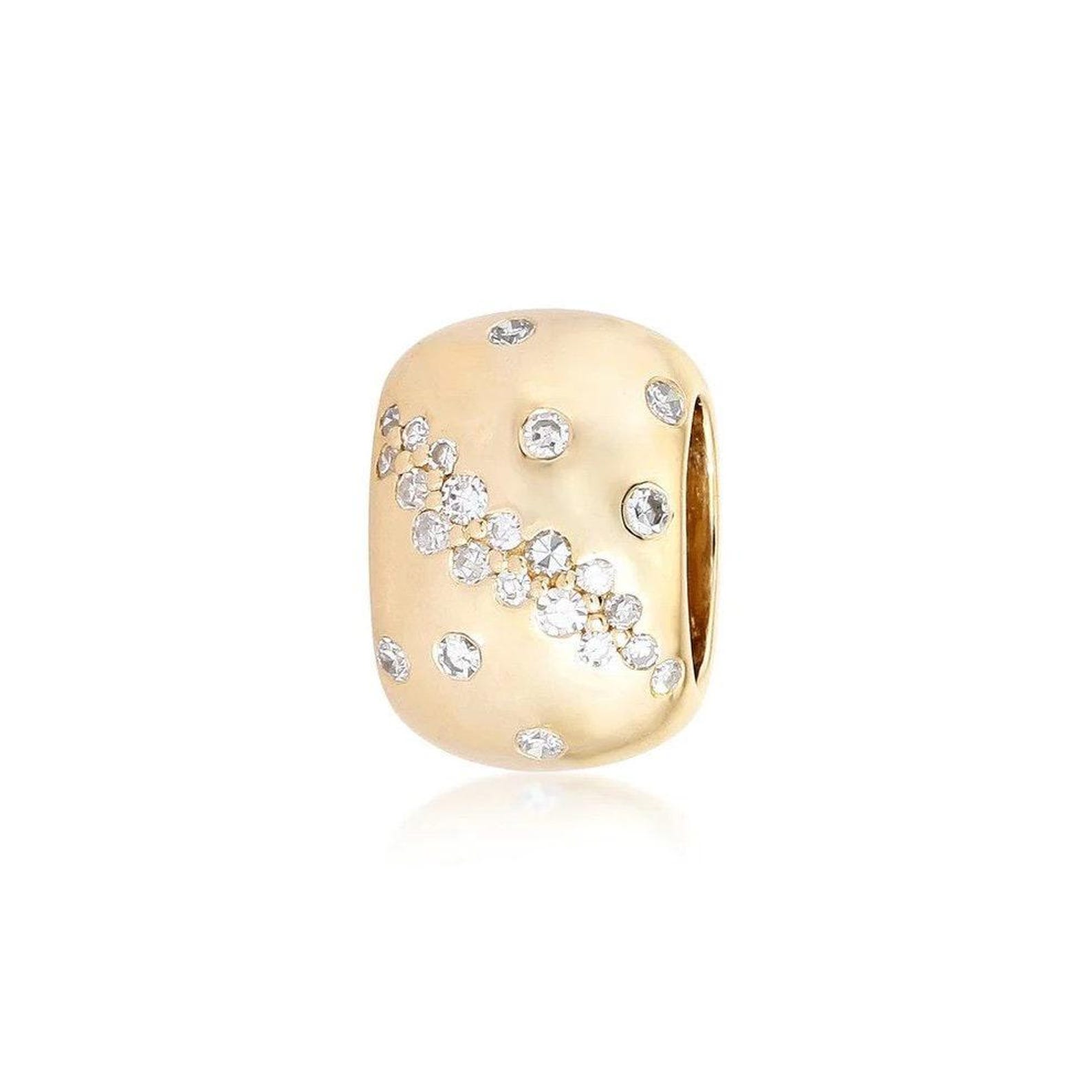 Bead Enhancer 14K Diamond Bead Spacer, Diamond Connector Bead Spacer, Diamond ...