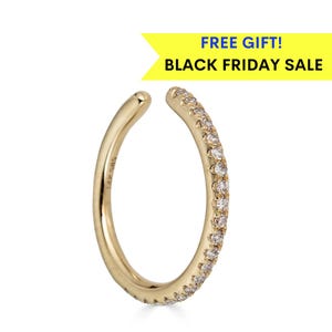 14k Diamond Ear Cuff, 14k gold ear cuff, Real diamond ear cuff, no piercing earring, black friday sale, gift for Her, christmas gift for her