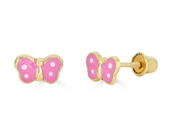 14K Solid Gold Schmetterling Ohrstecker, Ohrringe