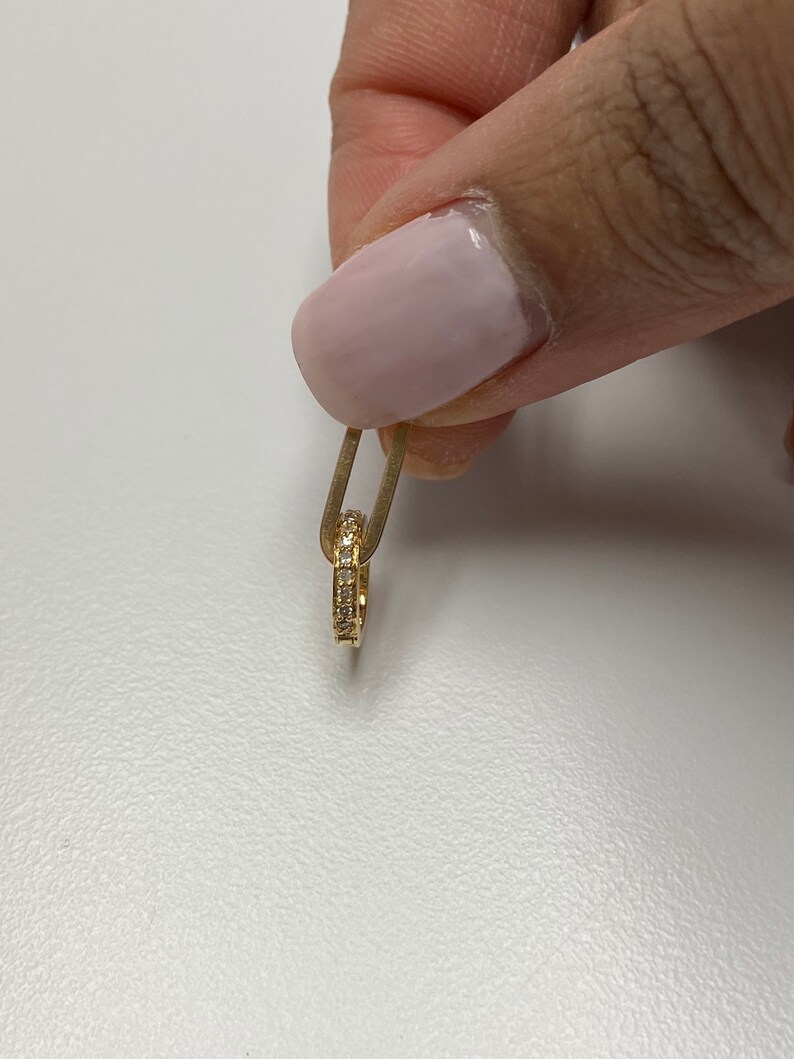 thumbnail image 2 of 14K 18K Solid Gold Charm Holder, Elongated Oval Silver Charms Holder 2 of 11