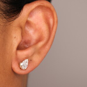 Pendientes de diamantes en forma de pera, pendientes de diamantes con certificación IGI, ¡ENVÍO INMEDIATO! Pendientes de diamantes cultivados en laboratorio de 14 quilates, regalo de Navidad para esposa, regalo para ella. imagen 8