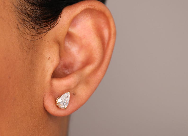 Pendientes de diamantes en forma de pera, pendientes de diamantes con certificación IGI, ¡ENVÍO INMEDIATO! Pendientes de diamantes cultivados en laboratorio de 14 quilates, regalo de Navidad para esposa, regalo para ella. imagen 8