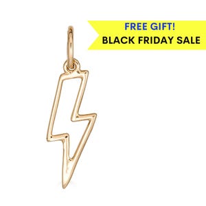 14K Lightning Bolt Charm, Solid Gold Lightning Bolt Pendant, Solid Gold Charms for Necklaces, real gold fun charms, 14k unique charm, gift