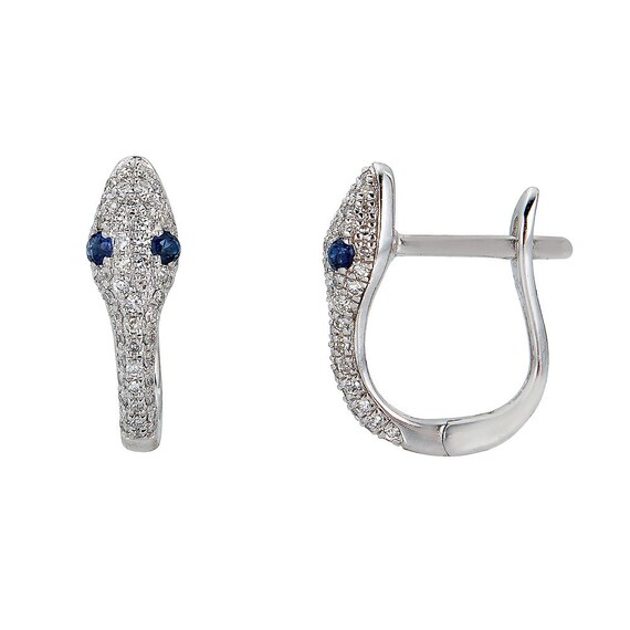 14k Diamond Sapphire Snake Earrings Diamond Snake Huggie Earrings Black Friday Sale Solid Gold Huggie Hoop Earrings 14k Diamond Sapphire Etsy Canada