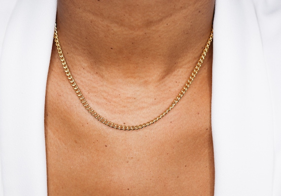 14k Cuban Link Necklace Gold Cuban Link Necklace Gold Layering