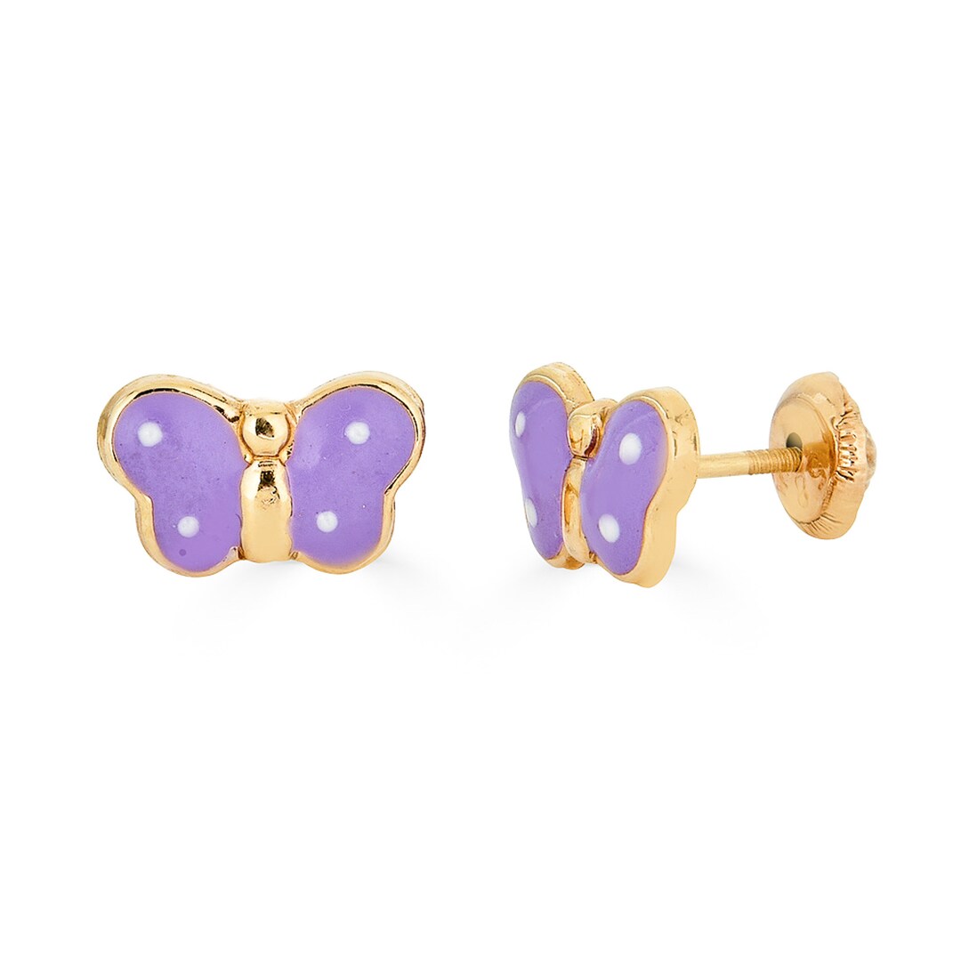 Orange and Purple Butterfly Earrings, CA554 – Black Moth