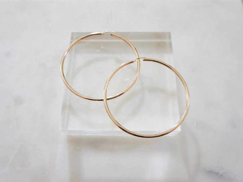 Thick Gold Hoops Real Gold Hoops Black Friday Sale 14k Gold Etsy