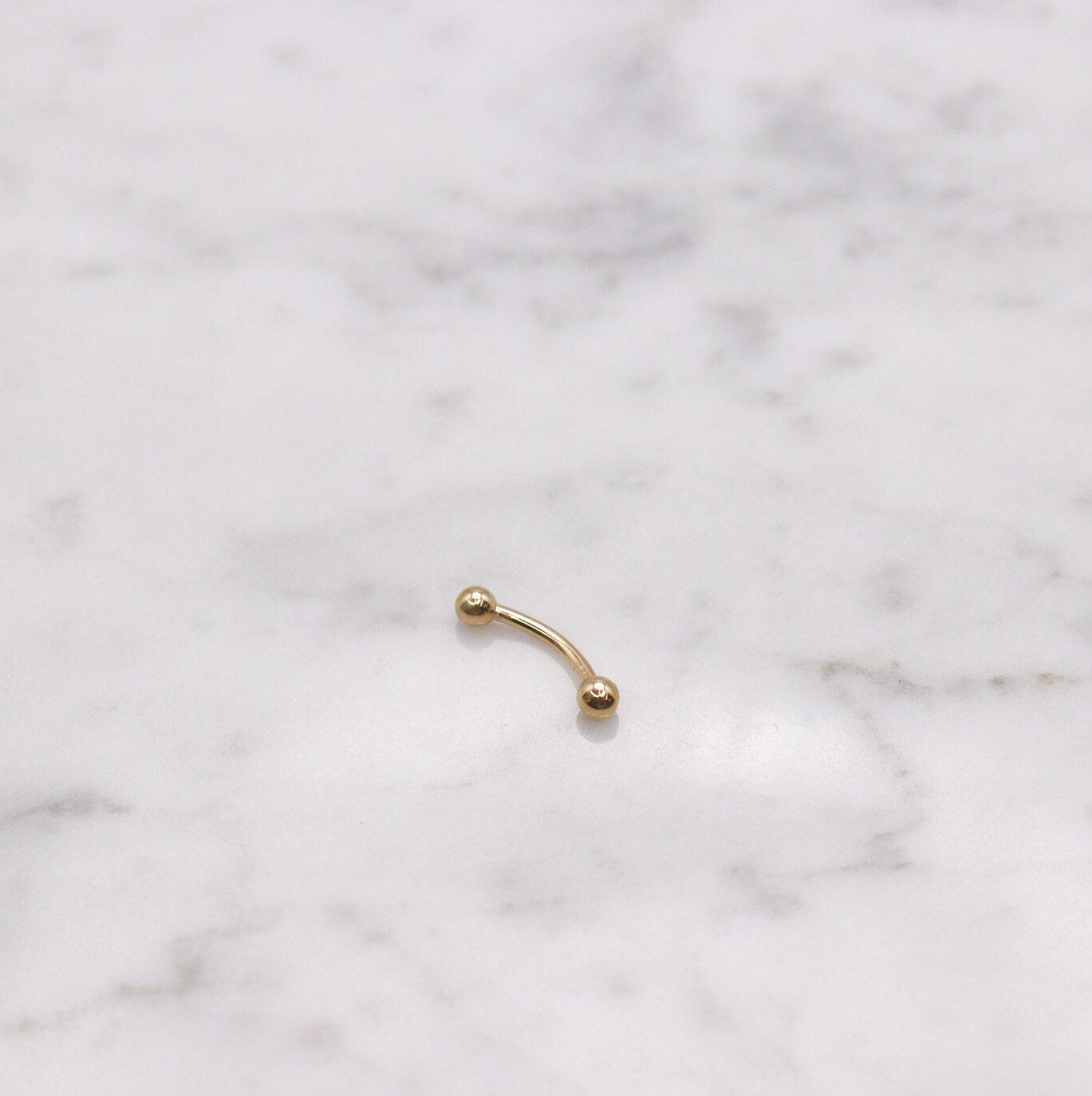 【EWE】14K Curved barbell 14K Solid Gold Curved Barbell, 16g Curved Barbell Body Jewelry