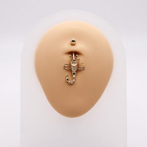14K Gold Scorpion Belly Ring, Solid Gold Belly Ring, Belly Ring for Scorpios, Gift for her, Body Jewelry Gift, Scorpio body jewelry
