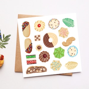 Carta biscotti italiani, illustrazione dessert, pasticceria, cottura italiana, regali, arte, biscotti, grazie, carta per mamma, carta per nonna, nonna immagine 1