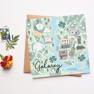 Carte de la ville de Galway, illustration de la carte, impression d'art Irlande, cadeaux d'art irlandais, cadeau de voyage, cadeau de la Saint-Patrick
