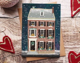 Auld Lang Syne Card, Happy New Year, Christmas in Boston, New York City Illustrated Holiday Card, Merry Christmas in the City