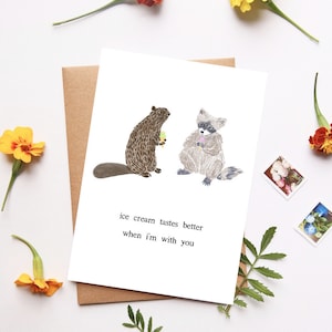 Cute Love & Friendship Card, Card for Him, Card for Her, Cards for Boyfriend, Cards for Girlfriend, Love Note, Ice Cream Theme, Foodies Card