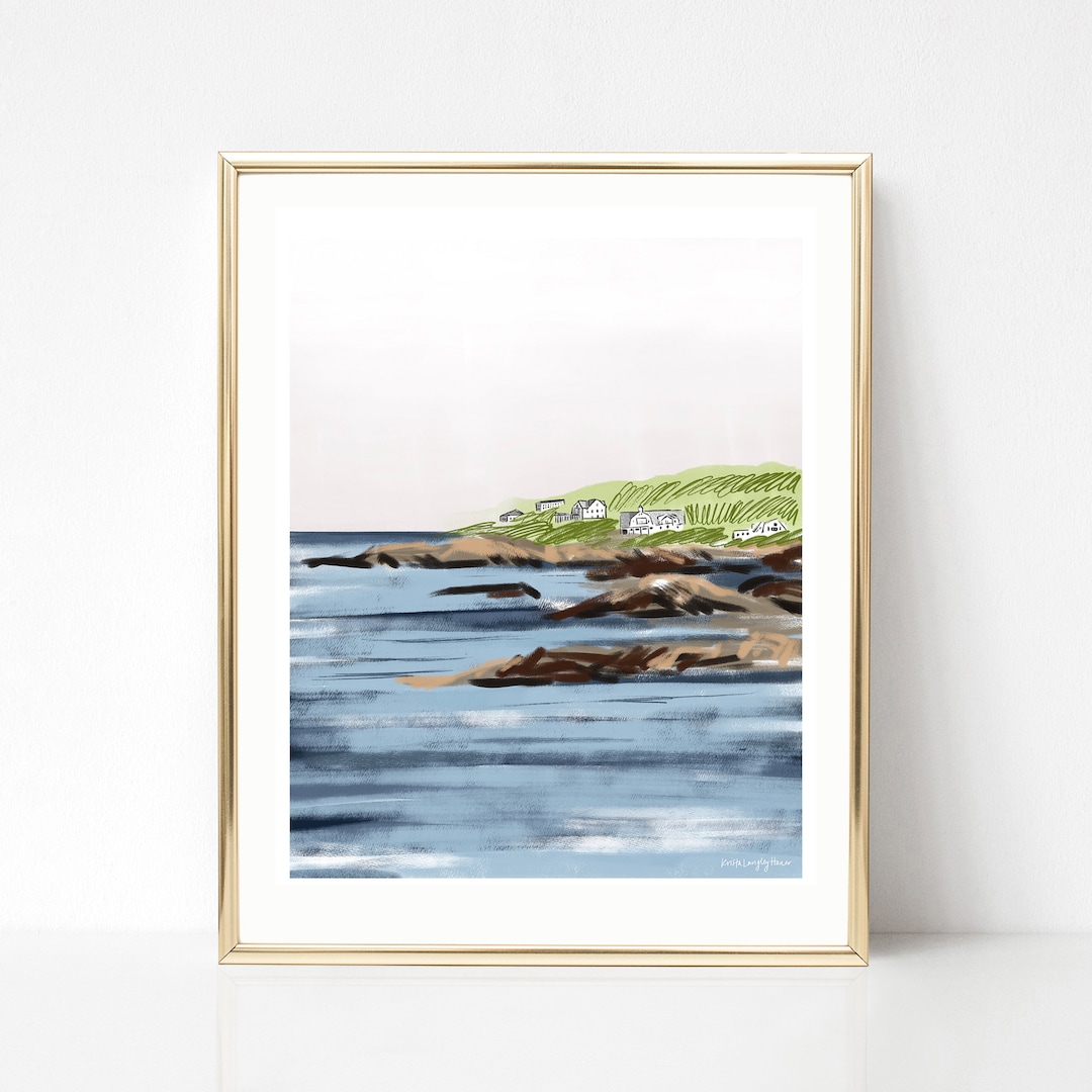 Gallery Detail: Marginal Way Rocky Coast Illustration Maine Fine Art Print Summer