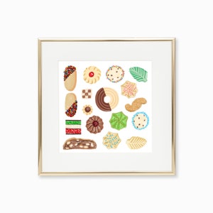 Illustration de biscuits italiens, impression d&#39;art dessert, pâtisserie, pâtisserie italienne, biscotti, grazie, cadeau pour maman, pour nonna, pour grand-mère