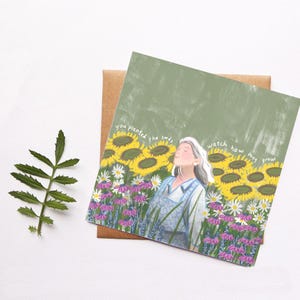 Plantaste las semillas: mira cómo crecen, tarjeta para mamá, tarjeta para abuela, gratitud y familia, tarjeta ilustrada de jardín de flores