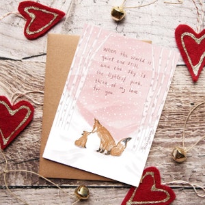 Big Fox and Little Fox, Illustrated Card, Animal Illustration, Card for Son, Card for Daughter, I Love You Card, Winter Illustration