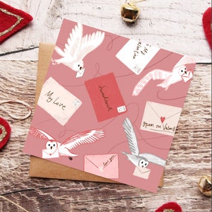 Búhos de San Valentín, Cartas de amor, Tarjeta de Feliz Día de San Valentín, Nota de amor, Tarjetas lindas, Tarjeta de San Valentín, Arte ilustrado, Ilustración de búho