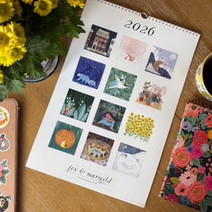 2026 Illustrated Fox & Marigold Wall Calendar