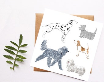 Good Dogs Card, Dog Lover, Poodle, Westie, Dalmatian, Beagle, Sheep Dog, Gift for Dog Owners, Dog Parents, Pet Card, Dog Illustration