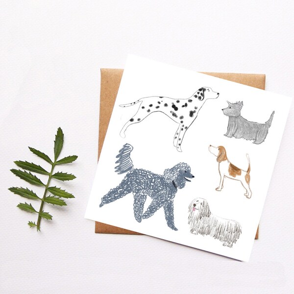 Good Dogs Card, Dog Lover, Poodle, Westie, Dalmatian, Beagle, Sheep Dog, Gift for Dog Owners, Dog Parents, Pet Card, Dog Illustration